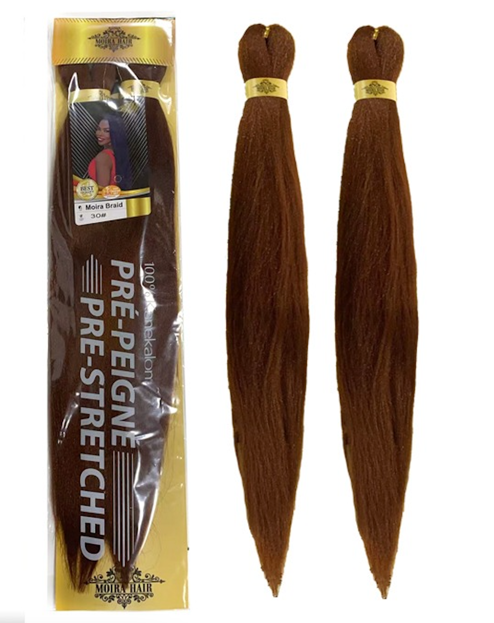 PREMIUM QUALITY MOIRA HAIR Pre-Stretched Braiding Hair-100% Kanekalon.Itch-Free,Lightweight, Hot Water Set, 46"- 180g. (MOIRA_PS_30#)