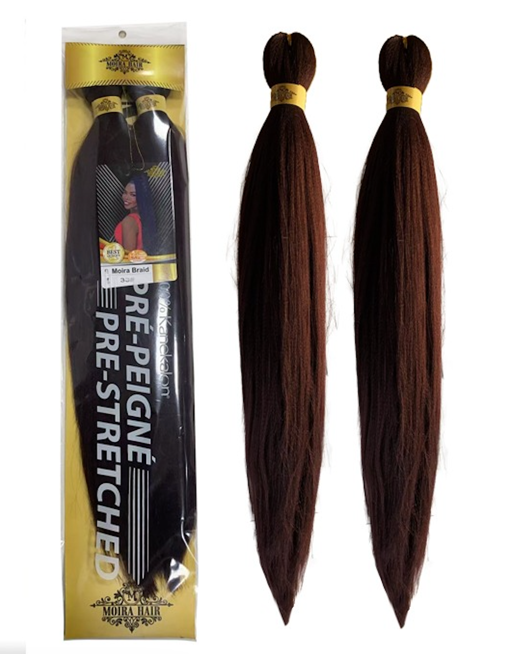 PREMIUM QUALITY MOIRA HAIR Pre-Stretched Braiding Hair-100% Kanekalon.Itch-Free,Lightweight, Hot Water Set, 46"- 180g. (MOIRA_PS_33#)