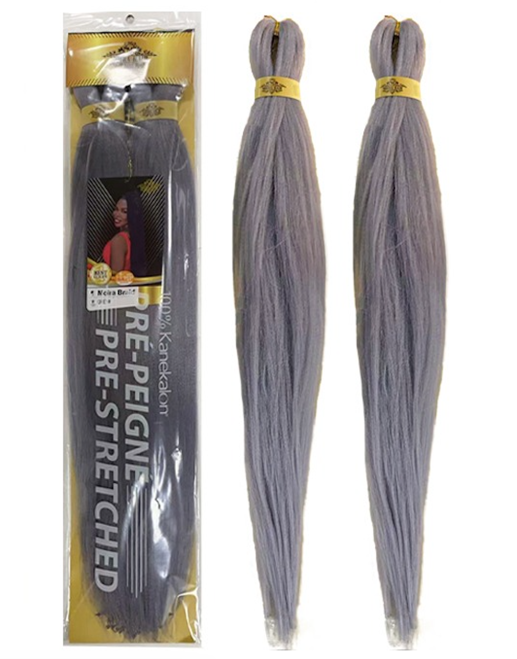 PREMIUM QUALITY MOIRA HAIR Pre-Stretched Braiding Hair-100% Kanekalon.Itch-Free,Lightweight, Hot Water Set, 46"- 180g. (MOIRA_PS_grey#)