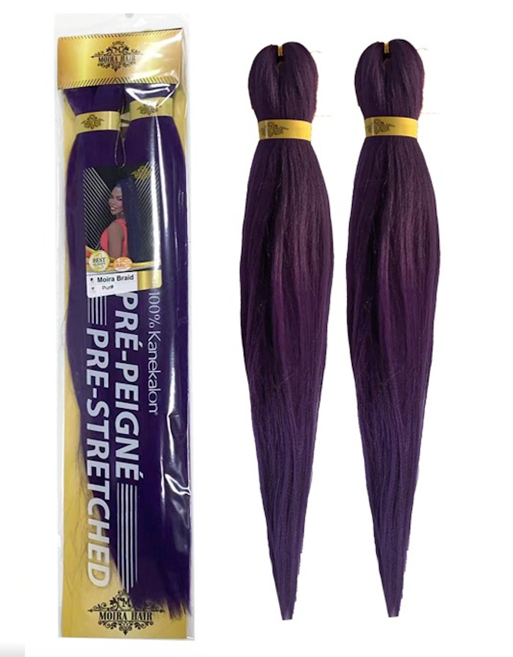 PREMIUM QUALITY MOIRA HAIR Pre-Stretched Braiding Hair-100% Kanekalon.Itch-Free,Lightweight, Hot Water Set, 46"- 180g. (MOIRA_PS_pur#)