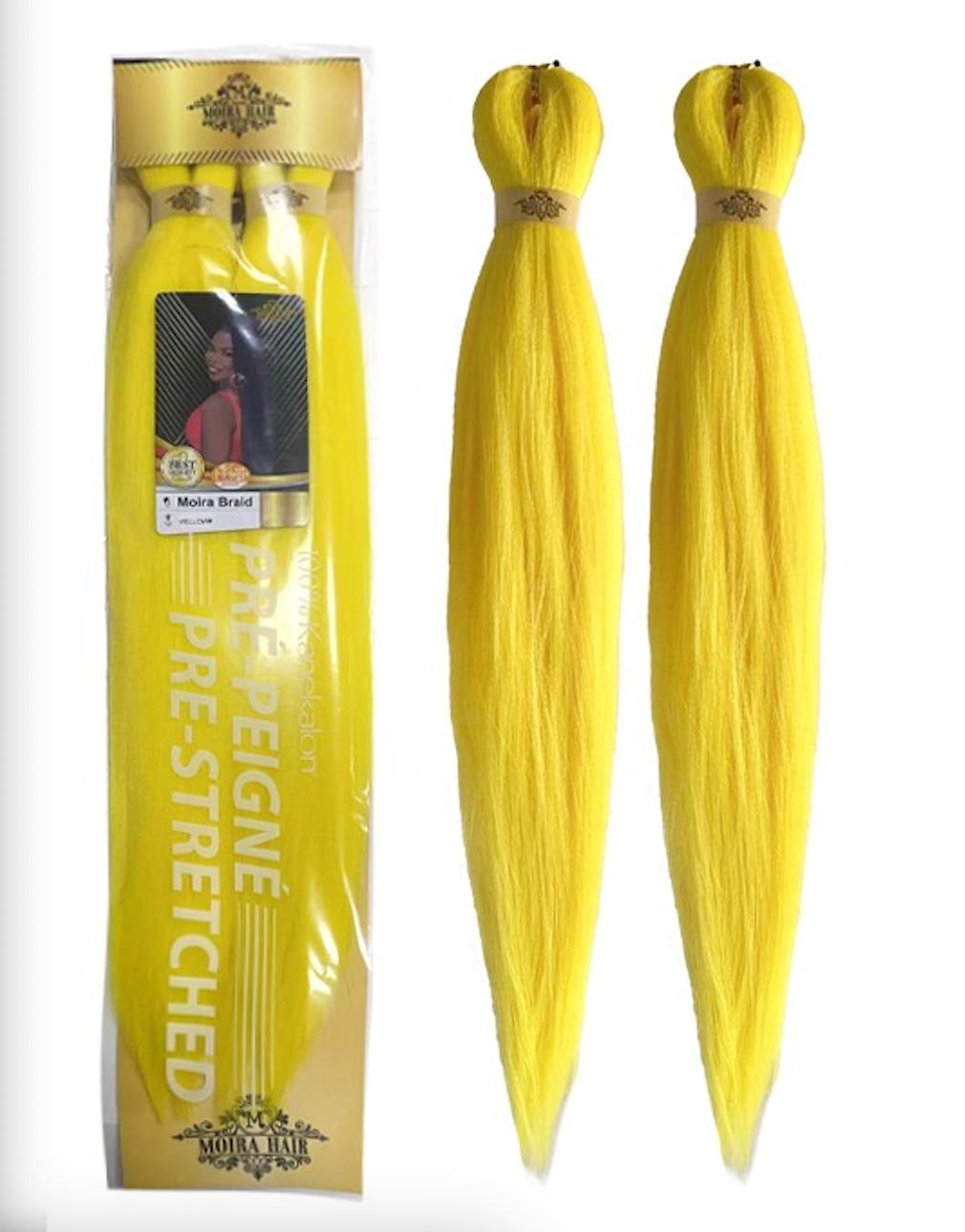 PREMIUM QUALITY MOIRA HAIR Pre-Stretched Braiding Hair-100% Kanekalon.Itch-Free,Lightweight, Hot Water Set, 46"- 180g. (MOIRA_PS_yellow#)