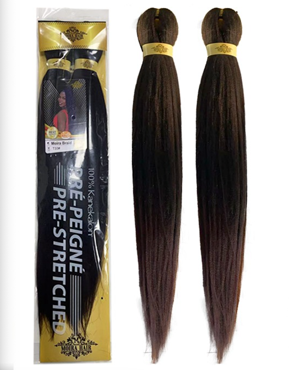 PREMIUM QUALITY MOIRA HAIR Pre-Stretched Braiding Hair-100% Kanekalon.Itch-Free,Lightweight, Hot Water Set, 46"- 180g. (MOIRA_PS_T33#)