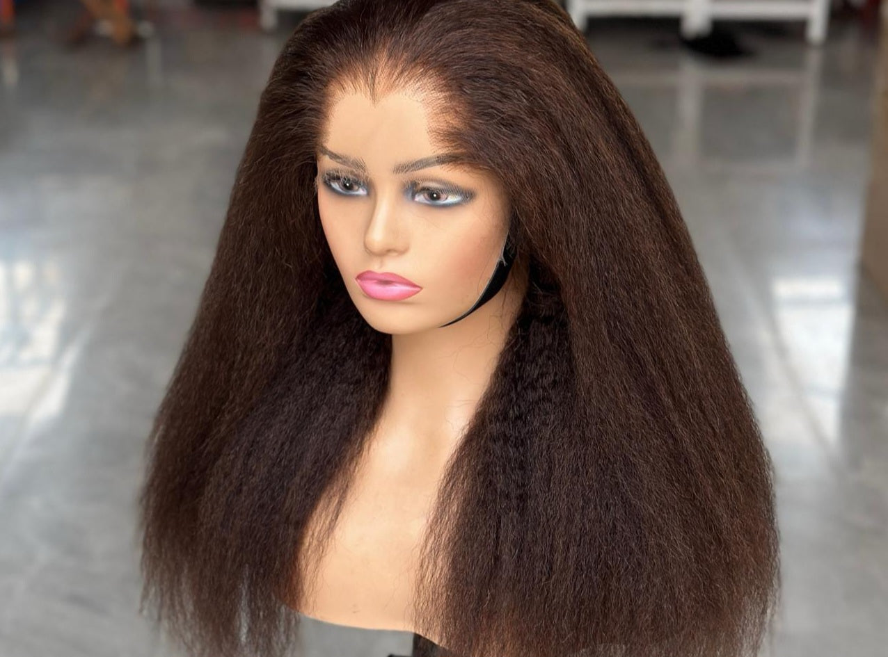 Moira Hair 100% Human Hair Kinky Straight - NATURALIE 13x4 HD Lace 180 density 18"