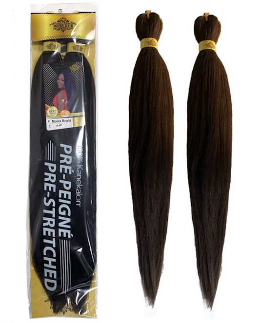 PREMIUM QUALITY MOIRA HAIR Pre-Stretched Braiding Hair-100% Kanekalon.Itch-Free,Lightweight, Hot Water Set, 46"- 180g. (MOIRA_PS_4#)