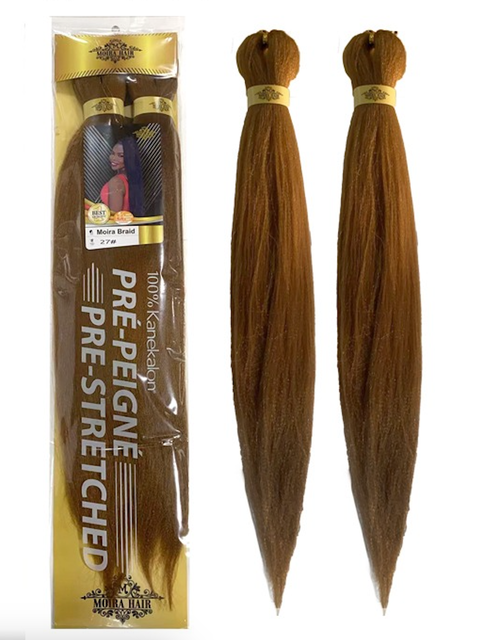PREMIUM QUALITY MOIRA HAIR Pre-Stretched Braiding Hair-100% Kanekalon.Itch-Free,Lightweight, Hot Water Set, 46"- 180g. (MOIRA_PS_27#)