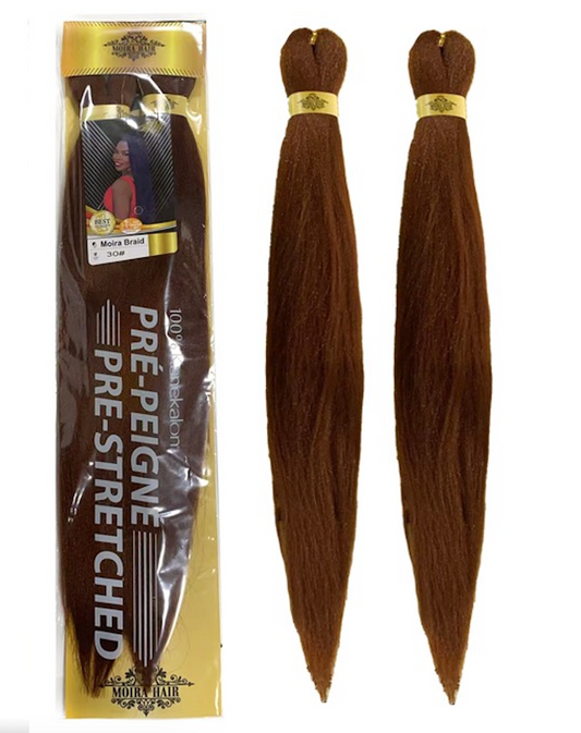 PREMIUM QUALITY MOIRA HAIR Pre-Stretched Braiding Hair-100% Kanekalon.Itch-Free,Lightweight, Hot Water Set, 46"- 180g. (MOIRA_PS_30#)