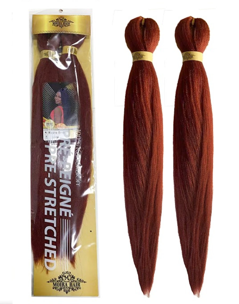 PREMIUM QUALITY MOIRA HAIR Pre-Stretched Braiding Hair-100% Kanekalon.Itch-Free,Lightweight, Hot Water Set, 46"- 180g. (MOIRA_PS_350#)