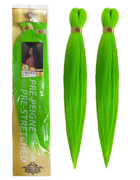 PREMIUM QUALITY MOIRA HAIR Pre-Stretched Braiding Hair-100% Kanekalon.Itch-Free,Lightweight, Hot Water Set, 46"- 180g. (MOIRA_PS_green#)