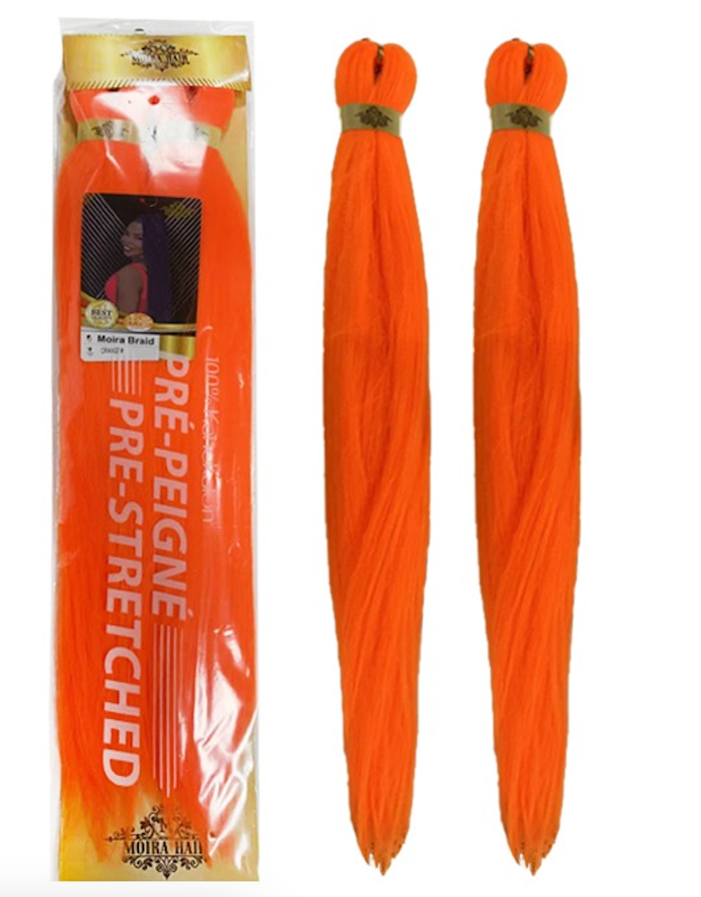 PREMIUM QUALITY MOIRA HAIR Pre-Stretched Braiding Hair-100% Kanekalon.Itch-Free,Lightweight, Hot Water Set, 46"- 180g. (MOIRA_PS_orange#