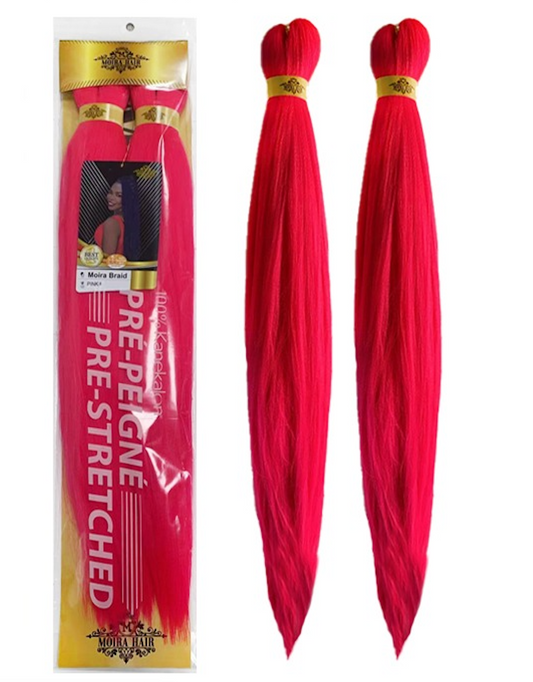 PREMIUM QUALITY MOIRA HAIR Pre-Stretched Braiding Hair-100% Kanekalon.Itch-Free,Lightweight, Hot Water Set, 46"- 180g. (MOIRA_PS_pink#)