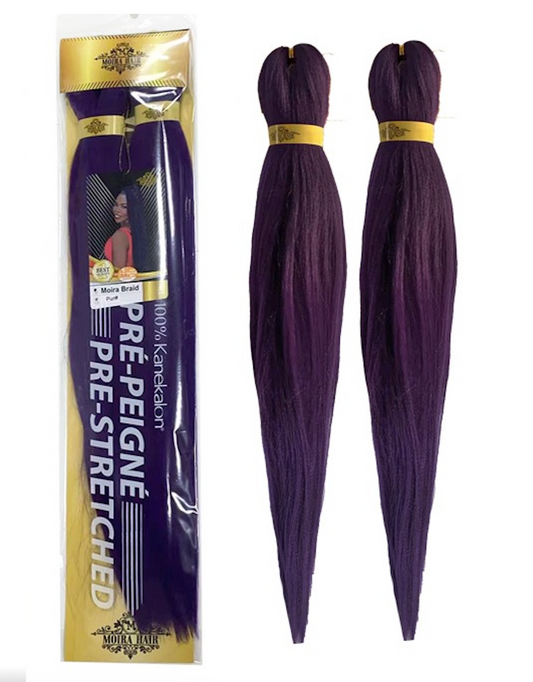PREMIUM QUALITY MOIRA HAIR Pre-Stretched Braiding Hair-100% Kanekalon.Itch-Free,Lightweight, Hot Water Set, 46"- 180g. (MOIRA_PS_pur#)