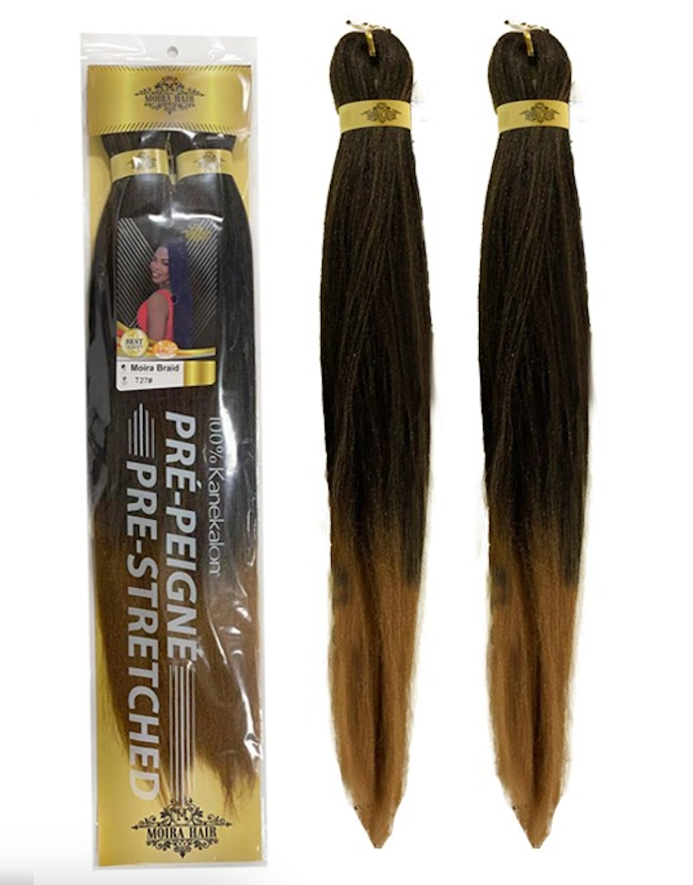 PREMIUM QUALITY MOIRA HAIR Pre-Stretched Braiding Hair-100% Kanekalon.Itch-Free,Lightweight, Hot Water Set, 46"- 180g. (MOIRA_PS_T27#)