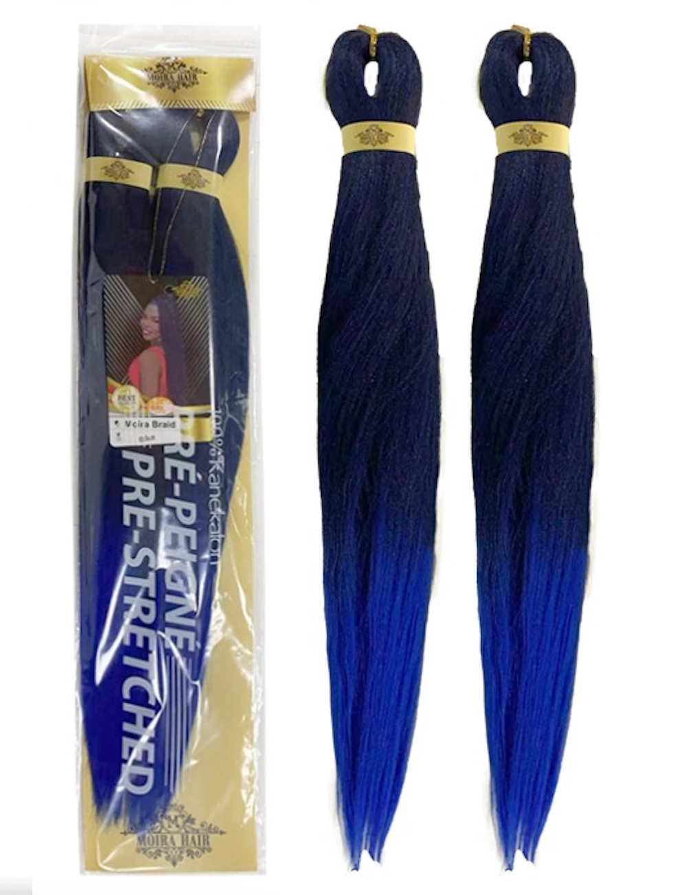 PREMIUM QUALITY MOIRA HAIR Pre-Stretched Braiding Hair-100% Kanekalon.Itch-Free,Lightweight, Hot Water Set, 46"- 180g. (MOIRA_PS_TBLUE#)
