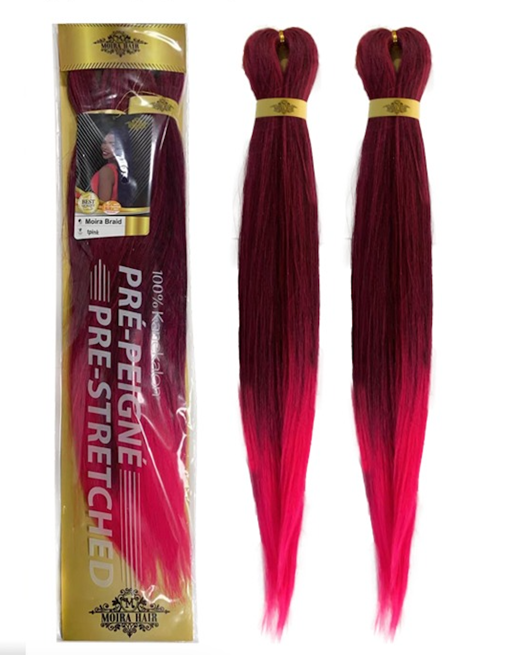 PREMIUM QUALITY MOIRA HAIR Pre-Stretched Braiding Hair-100% Kanekalon.Itch-Free,Lightweight, Hot Water Set, 46"- 180g. (MOIRA_PS_TPINK#)
