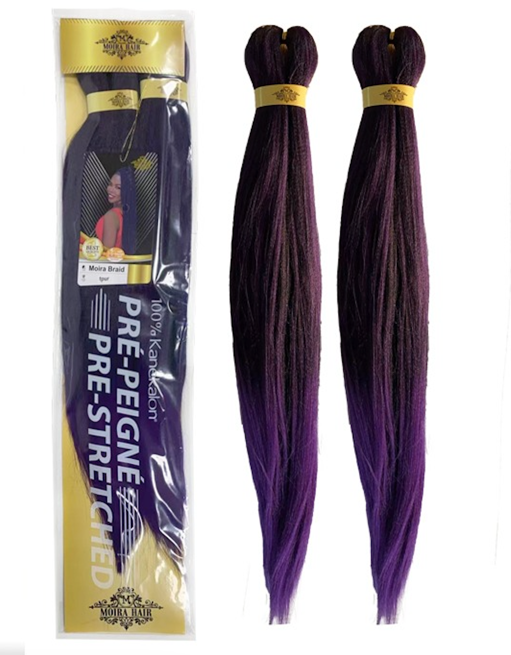 PREMIUM QUALITY MOIRA HAIR Pre-Stretched Braiding Hair-100% Kanekalon.Itch-Free,Lightweight, Hot Water Set, 46"- 180g. (MOIRA_PS_TPUR#)